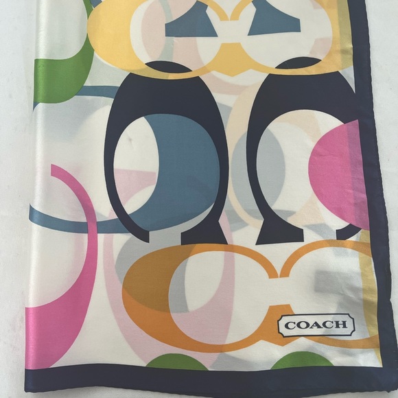 COPY - Brand New Coach LOGO Signature C Multi Color Reversible Silk Scarf 21” x… - Picture 5 of 6